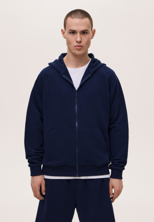 Худі трикотажне на блискавці чоловіче темно-синє